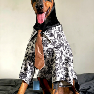 Chemise en velours côtelé pour chien avec cravate, style gentleman, vêtements d'automne pour Golden Retriever, Labrador, grands chiens, style hipster - Product Image 1