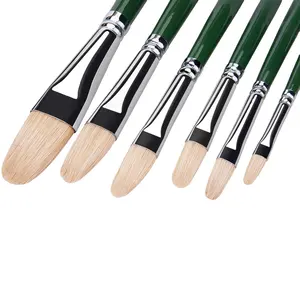 oil acrylic watercolor paint brushes 100% natural hog hair 6pc filbert paint brush the price of a set of painting