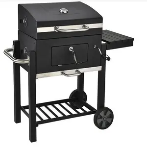 Trolley charbroiler BBQ Smoked charcoal grill with smoke filter for Courtyard camping garden