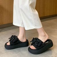 Chaussures compensées d'été pour femmes avec nœud, respirantes, à bout rond, légères et rehaussantes