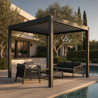 Pergola bioclimatique avec lames orientables étanches télécommandées pour hôtel moderne, villa, jardin, terrasse, espace extérieur