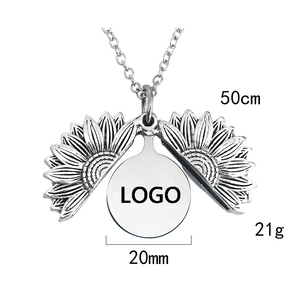 รุ่น2ด้านสลักของฉันเพียงดอกทานตะวันแสงแดดสร้อยคออัลลอยด์ดอกทานตะวันเปิดล็อคเก็ตสำหรับลูกสาวของขวัญจบการศึกษา - Product Image 2