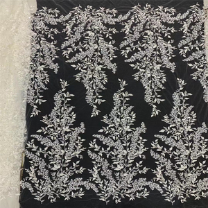 DELACE – robe de mariée en dentelle blanche pure, tissu brodé, dentelle florale, feuilles, dentelle perlée - Product Image 2