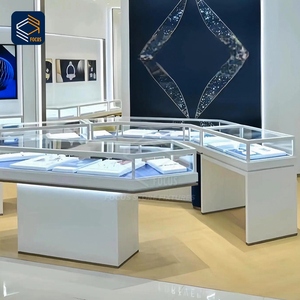 Moderno Espositore per <span class=keywords><strong>Gioielli</strong></span> Bianco, Vetrina in Vetro Temperato, Mobile a Isola, Design d'Interni <span class=keywords><strong>di</strong></span> Lusso per Negozi - Product Image 1