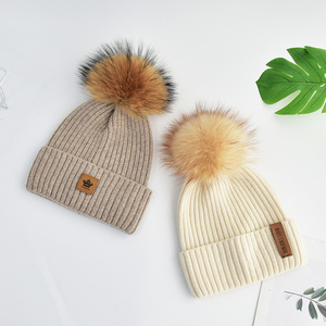 Bonnets personnalisés pour femmes avec <span class=keywords><strong>pompon</strong></span> en <span class=keywords><strong>fourrure</strong></span> véritable Chapeaux d'hiver tricotés en laine pour femmes <span class=keywords><strong>Bonnet</strong></span> de <span class=keywords><strong>ski</strong></span> à tête de mort avec logo personnalisé - Product Image 2