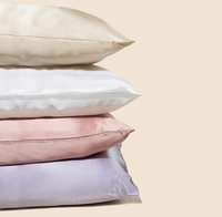 Sarung Bantal Satin Mewah dengan Pola Solid, Ritsleting & Penutup Amplop, Dapat Disesuaikan untuk Penggunaan Hotel, Rumah & Rumah Sakit