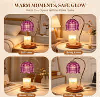 Lampe chauffe-bougie électrique violette avec minuterie, chauffe-bougie électrique, cadeau d'anniversaire ou de Noël pour femme, chauffe-cire pour fleurs