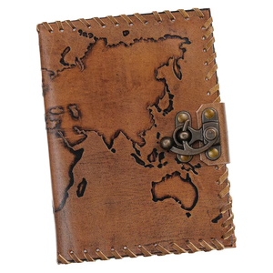 Vintage World Map Atlas Leather Journal Handmade Embossed <b>Diary</b> <b>Notebook</b> with Deckle Edge Pages - Product Image 1