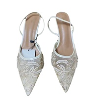 Nouvelles sandales à talons hauts élégantes pour femme, style automne 2026, avec bride arrière, bout pointu, broderies et perles en maille