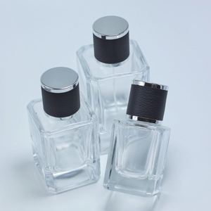 Empty 30ml 50ml 100ml Glass <b>Perfume</b> <b>Bottle</b> Square Shape Heavy <b>Perfume</b> <b>Spray</b> <b>Bottle</b> with Black Cylinder Round Cap - Product Image 3