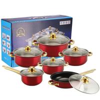 Haute qualité antiadhésif en acier inoxydable poêle marmite ensemble 12 pièces casseroles ensemble cuisine ustensiles de cuisine casserole ensemble