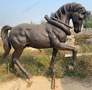 맞춤형 청동 주조 황금 갑옷 말 조각상, 질주하는 말 조각상, 야외 정원 장식 - Product Image 3