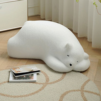 Canapé paresseux Ours polaire, siège individuel en forme d'animal mignon, chaise de sol design en forme d'ours en peluche pour salon et chambre