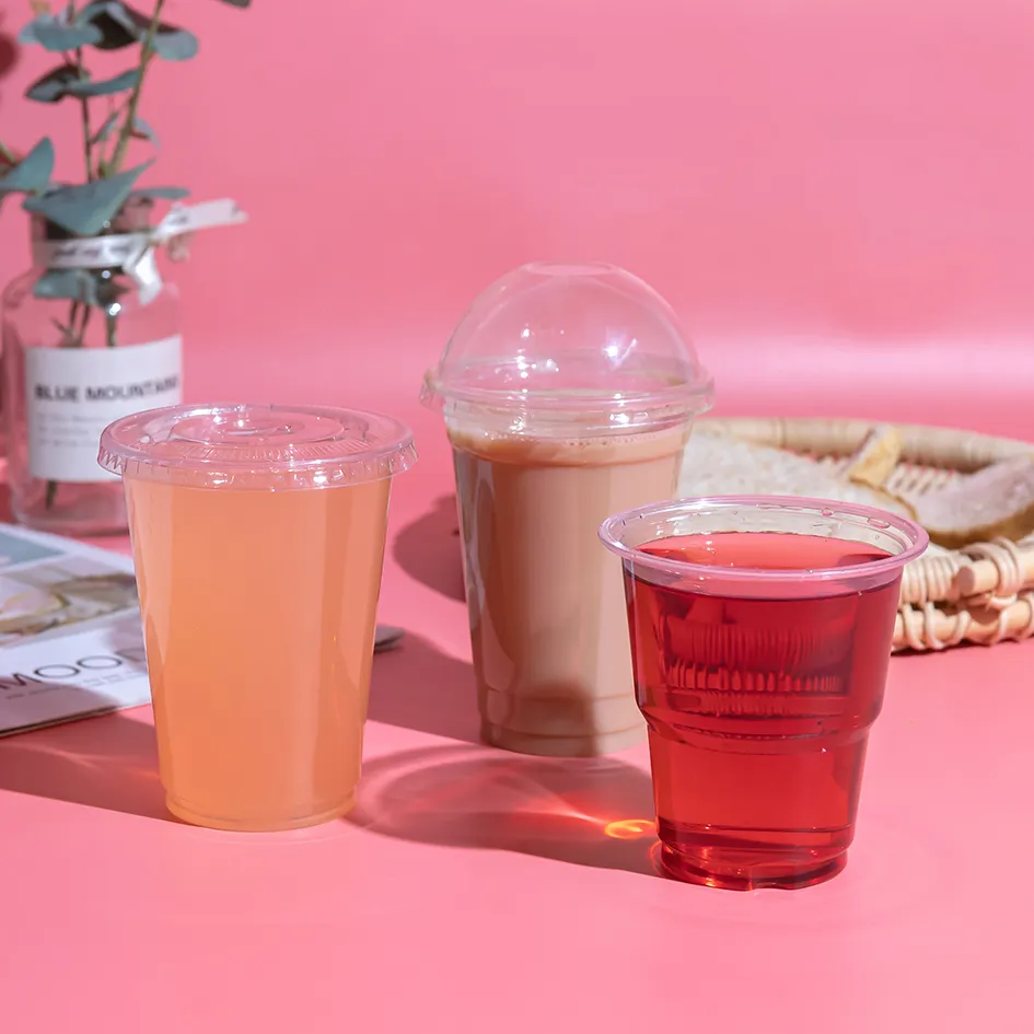透明なPETプラスチック製のこぼれ防止使い捨てカップ