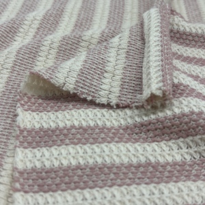 Stylish Pink - and - Beige Striped Short - Needle Jacquard 100%polyester