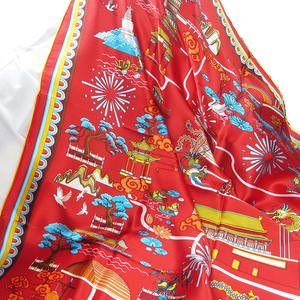 Écharpe carrée en soie 100% pour femme, 90 cm, rouge, grande taille, roulée à la main, châle de plage, écharpes pour femmes, cadeau mémorable pour la fête des mères, fête chinoise - Product Image 2