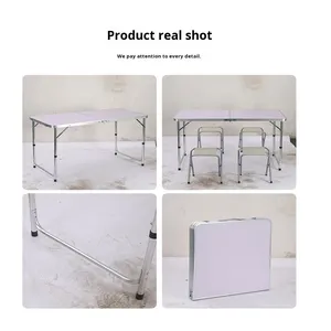Tavolo da Campeggio Pieghevole Portatile 120x60cm, Altezza Regolabile, in MDF e Alluminio, Stile Valigia, per Picnic e Barbecue all'Aperto - Product Image 5