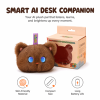Robot de Peluche Inteligente con IA, Compañero de Escritorio, Marrón, Suave, Peludo, con Ojos Estrellados, Canta, Habla, Baila, para Niños, Regalo de Cumpleaños, Precio de Fábrica