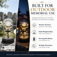 Lanterne Solaire LED Znicz en Gros pour Cimetière, Lampe Commémorative en Verre avec Rose Éternelle pour la Touche des Saints