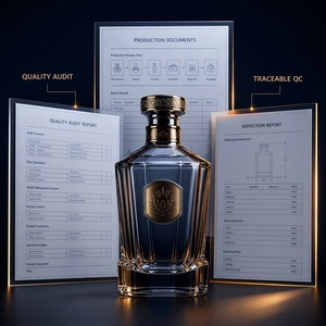 Bouteille en verre carrée de luxe Solent, vente en gros, 200ml, 375ml, 500ml, bouteille à spiritueux à fond épais avec bouchon en verre pour whisky et <span class=keywords><strong>gin</strong></span> - Product Image 5