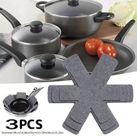 Protections pour casseroles et poêles, lot de 3, coussinets séparateurs, 100% polyester, antidérapants, résistants à la chaleur jusqu'à 220°C, 2 mm, réutilisables, outil de cuisine en feutre