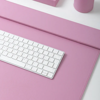 Ensemble de bureau élégant et luxueux en cuir rose + MDF, 10 pièces, organiseur de bureau en cuir pour femmes, exécutif