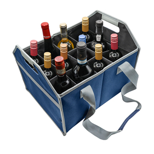 12 Bottle Wine Carrier Bag Picnic <b>Collapsible</b> Reusable with Strap Beer Glasses <b>Storage</b> Box - Product Image 1