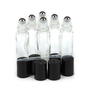 Canada Hot Sale 4ml 6ml 8ml <b>10ml</b> Clear Cylinder Glass Skincare <b>Bottle</b> with Steel for Screen Printed Roll on - Product Image 2