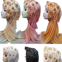 Hiyabs Musulmanes Negros y Grises con Cuentas, Pañuelo para la Cabeza, Estilo Ramadán, Kufi, Turbante Dubai, Gorro Islámico, Cubrecabeza para Oración, Elegante