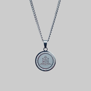 <span class=keywords><strong>Collier</strong></span> pendentif bouclier personnalisé avec lettres grecques, pendentif blason, cadre en zircon, bijoux gravés sur mesure, médaille de fraternité et de sororité, cadeau - Product Image 2