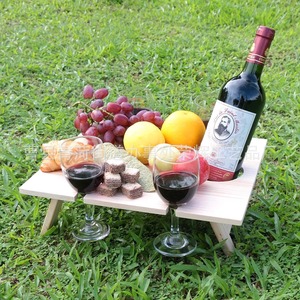 Portable <b>Folding</b> Wooden Picnic <b>Table</b> Outdoor Wine <b>Table</b> Beach <b>Table</b> <b>Small</b> Rectangular One Piece Wood 2 Seater - Product Image 1