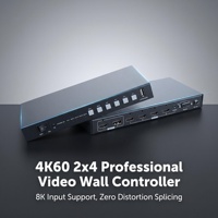 Hardrock 8K 60Hz untuk DP Matrix 2 Input (DP) 4 untuk Output Multi-Screen Splitter Rotasi Gambar Ekstraksi Audio Metal