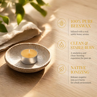 Bougie chauffe-plat en cire d'abeille avec coque en aluminium pour décoration de table, longue durée de combustion, 100 % cire d'abeille pure