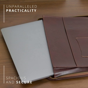 Boshiho Padfolio High Quality Genuine Leather File <b>Folder</b> Portfolio with Zipper <b>Document</b> Organizer Padfolio Sleeve <b>Folder</b> - Product Image 4