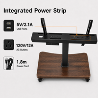 Support TV motorisé en métal et bois de haute qualité avec prise de courant, pour téléviseurs de 32 à 75 pouces, capacité de 60 kg, mobile sur pied, hauteur réglable