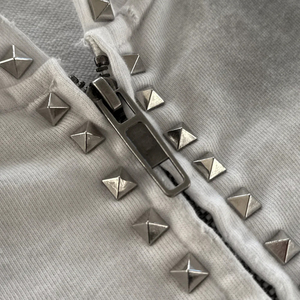 Sudaderas con capucha de diseñador personalizadas para hombre, estilo streetwear, de felpa francesa, con cremallera, efecto desgastado, degradado y sucio. - Product Image 2