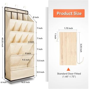 Over The Door <b>Shoe</b> Organizer 15 Pockets Hanging Storage For Closet <b>Shoes</b> Beige Oxford Fabric - Product Image 6