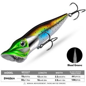 Leurre de pêche popper de surface 12cm/16cm en plastique ABS, leurre dur - Product Image 3
