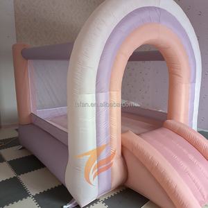 Precio al por mayor de fábrica, casa de rebote inflable de arcoíris personalizada para niños, diversión sin fin - Product Image 4