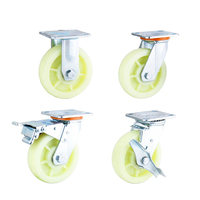 Roulette en Nylon/ PP blanc robuste roue de 4/5/6/8 pouces avec plaque épaissie de Type rigide/pivotant Braek et support pour chariot