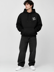 Novedad: Sudaderas con Capucha Oversize de Forro Polar con Estampado Digital, Color Negro, Tallas Personalizadas, Estilo Casual Urbano - Product Image 3