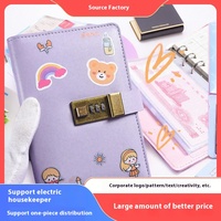 Carnet de rangement A6 Budget pour enfants en cuir avec verrouillage par mot de passe pour l'organisation comptable Changement de revenu familial à feuilles mobiles