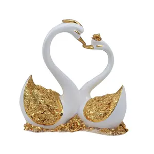 Nordic Gold Beeldje Geschenken Ambachten Liefhebbers Zwaan Standbeeld Sculptuur Hars Ambachten Woonkamer Kast Zwaan Hars Standbeeld Voor Home Decor