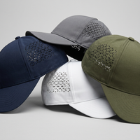 Black 5 Panel Laser Cut Hole Trucker Hats Gorras Custom Logo 3D Embroidery Golf Hats Waterproof Sports Baseball Caps richardson