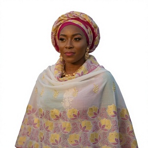 Écharpe en voile de coton pour femme, motif floral tulipe brodé, dentelle festonnée, légère, respirante, douce, personnalisable OEM ODM, vente en gros - Product Image 1
