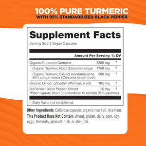 Private Label Bulk <span class=keywords><strong>Piperine</strong></span> Zwarte Peper Kurkuma Curcumine Gember Extract 60 <span class=keywords><strong>Capsules</strong></span> Antioxidant Ondersteuning Gratis Monster - Product Image 5