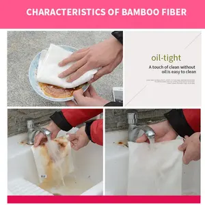 Eco-friendly Natural Bamboo Fiber Kitchen Washing Dish Towels Cleaning Cloths
