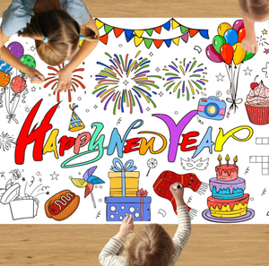 2026 tovaglia colorata del <span class=keywords><strong>capodanno</strong></span> che disegna Graffiti usa e getta sfondo del Festival - Product Image 1