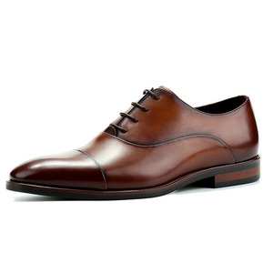 Oxford Lace-up Embroidered Toe Men's Casual Business Formal Wedding Shoes Genuine Leather Upper Anti-Slip Rubber <b>Insole</b> All - Product Image 3