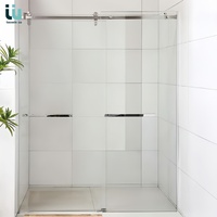 Cabine de douche coulissante Twowinco avec cadre chromé, roulettes grandes et lisses, quincaillerie, dimensions personnalisables, porte de douche